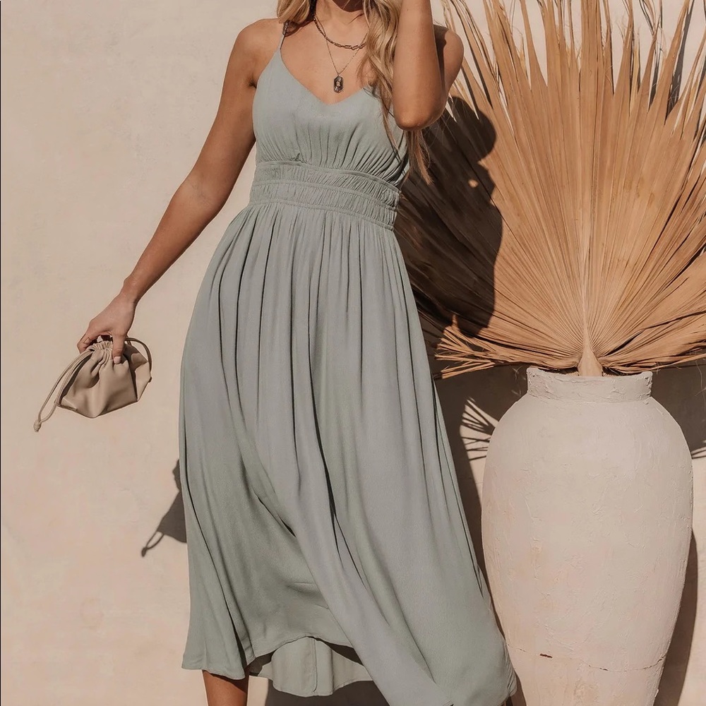 NWOT Bohme Janecia MIDI Dress in Sage